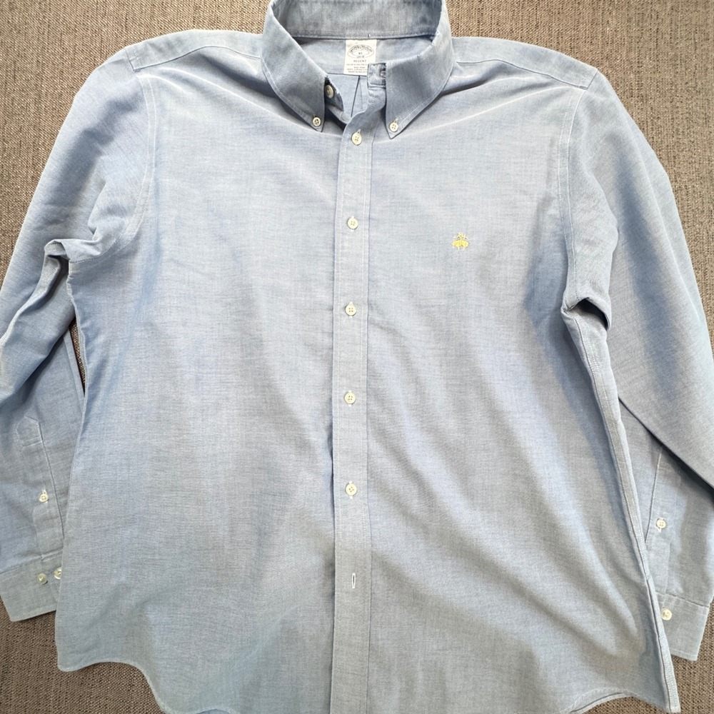 Brooks Brothers Regent Fit Non-Iron Supima Cotton Oxford Shirt Light Blue XL